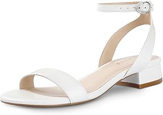 Ankis Black Nude White Red Women Sandals Comfortable Walking Strappy Open Toe Sandals for Women Dressy Summer 1 Inch Low block Heel Flat Adjustable Ankle Strap Wide Available Shoes 2024