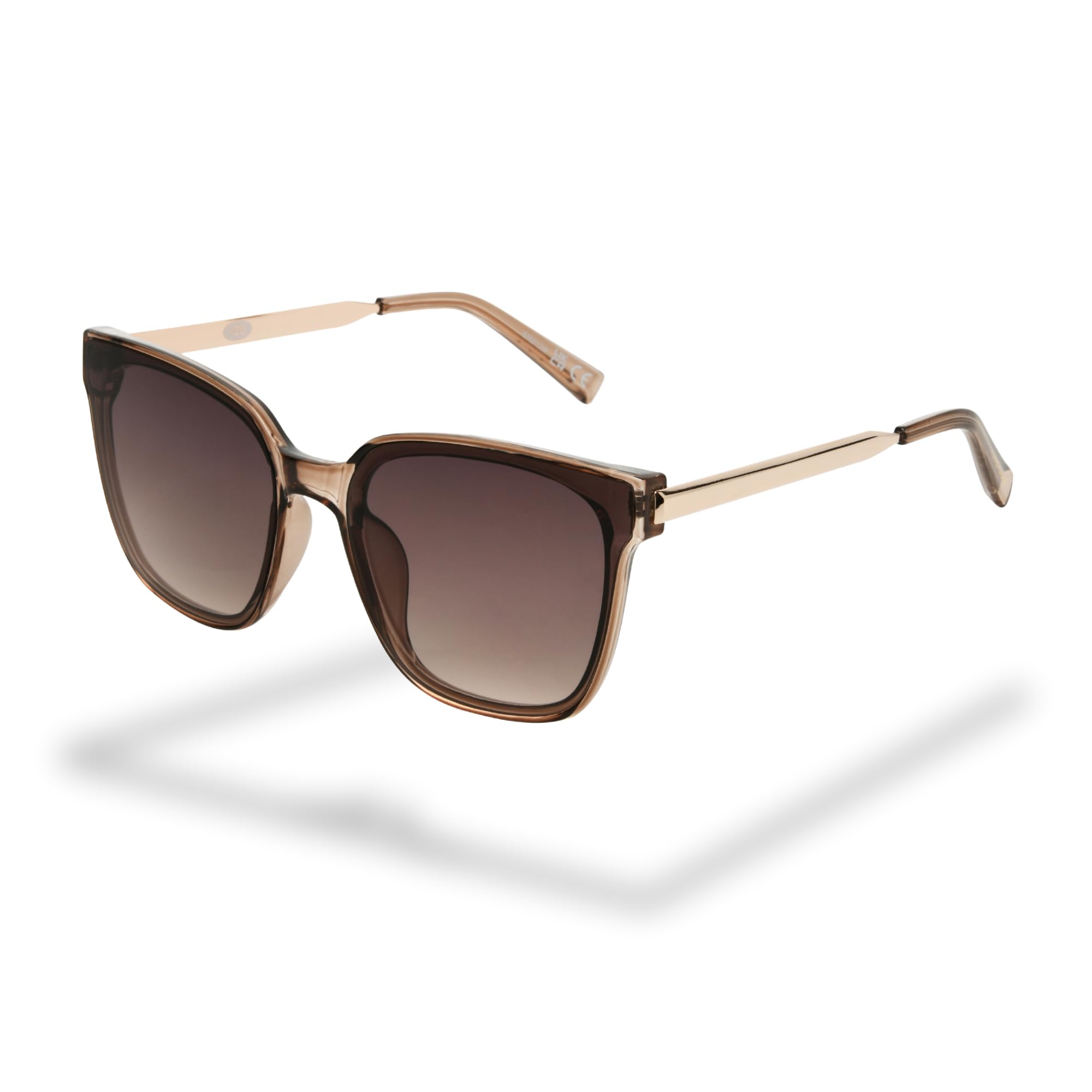Foster Grant Fashion Women Sunglasses - Tan Square Frame with Gold Metallic Rods