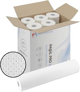 IMBALLAGGI 2000 -6 Rolls Massage Table Paper 0.6 x 55 m, 2 Ply in 100% Pure Cellulose – Disposable Medical Hygienic Sheets – Roll Sheets for Beauticians and Therapies Soft and Absorbent