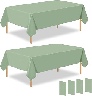 4 Pcs Sage Green Plastic Table Cloths, Sage Green Table Covers