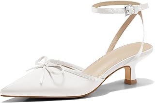 Coutgo Raso Gattino Tacchi Bassi con Fiocco Chiuso Punta Punta Corta Pompe Abito Festa di Nozze Scarpe