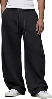 FEDTOSING Mens Baggy Joggers Open Hem Premium Wide Leg Elastic Waist Sweatpants Breathable Cotton Casual Pants with Pockets