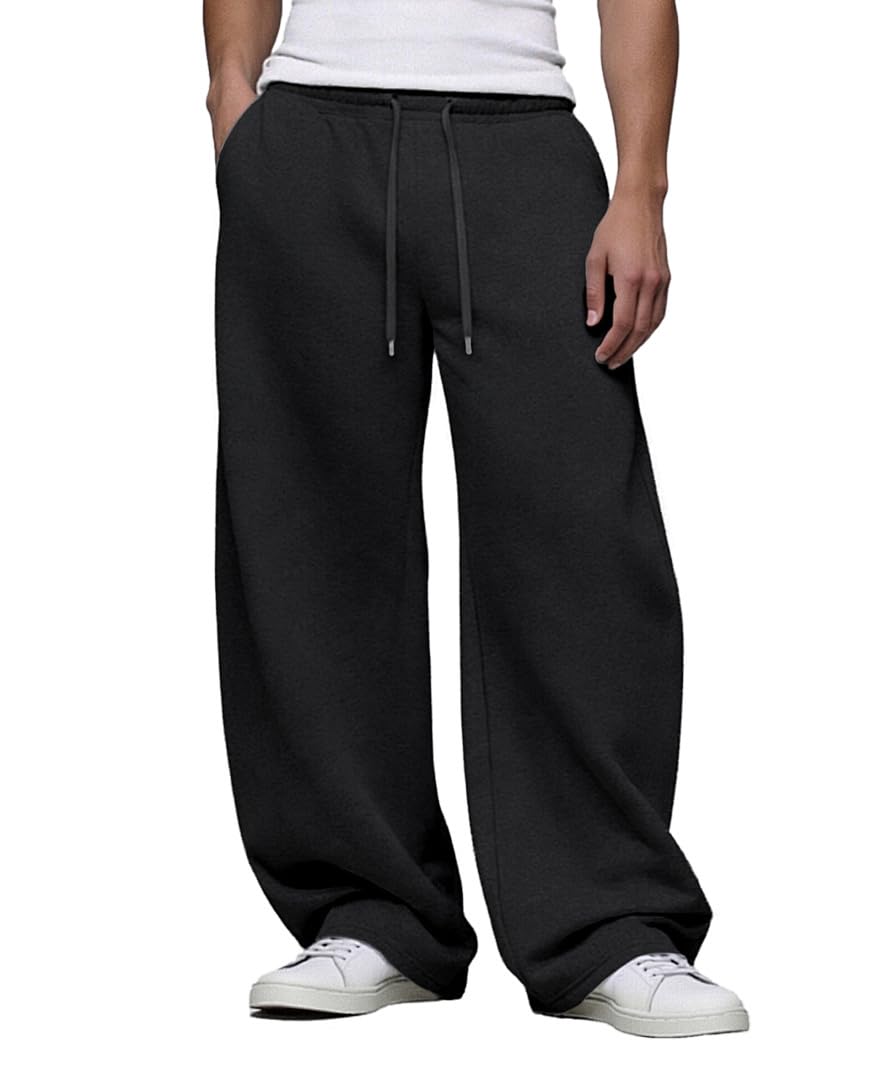 FEDTOSING Mens Baggy Joggers Open Hem Premium Wide Leg Elastic Waist Sweatpants 