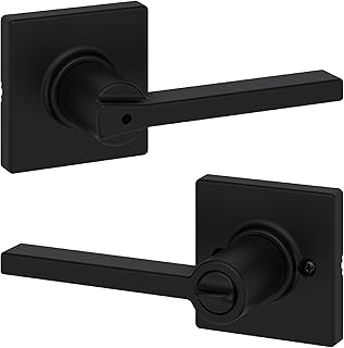 Kwikset Casey Privacy Door Lever with Lock, Matte Black | Privacy door lever, bedroom door handle, bathroom door handle, locking door lever, keyless door lock, reversible lever