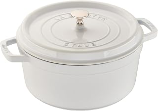 STAUB Cast Iron Dutch Oven 5.5-qt Round Cocotte, Made in France, Serves 5-6, White