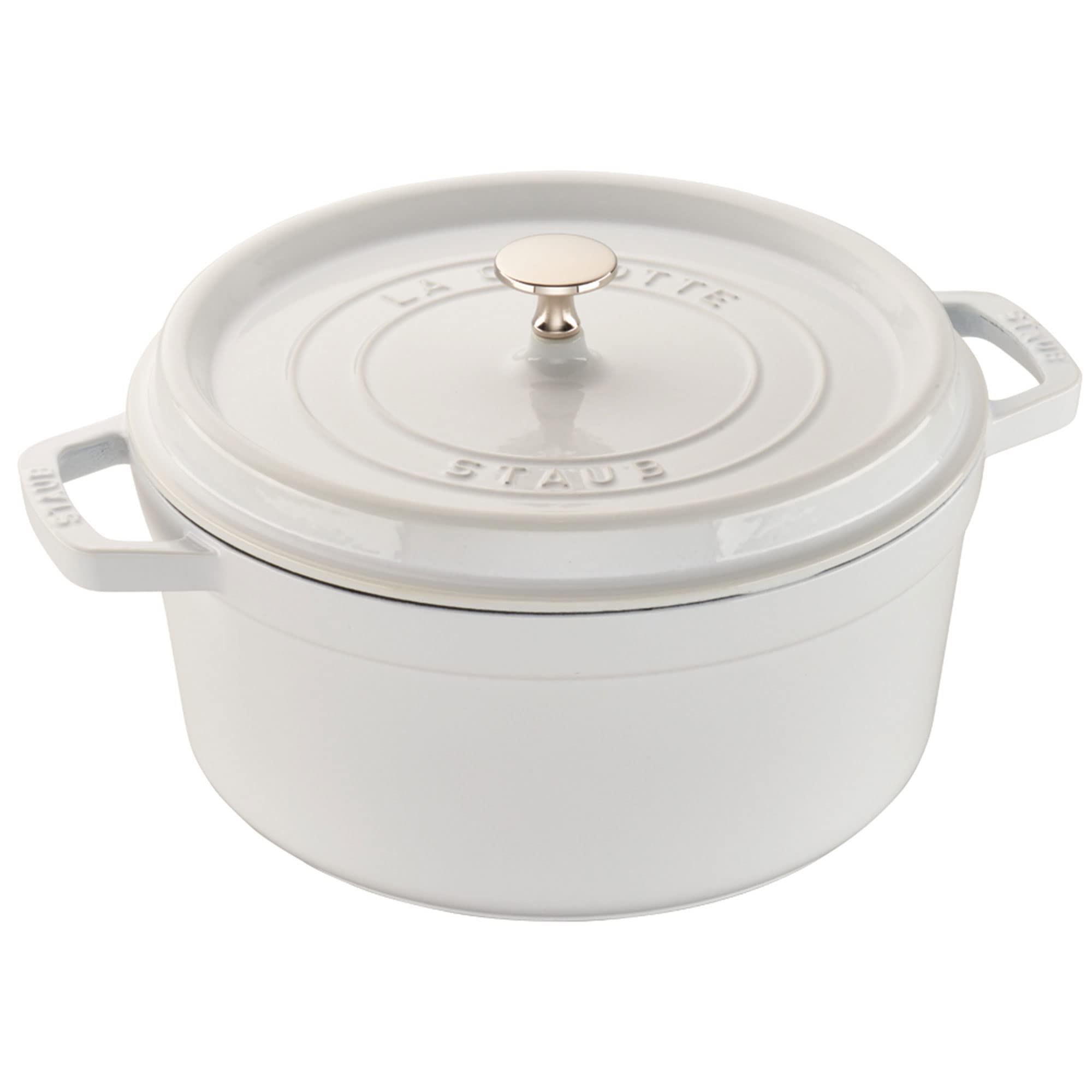 STAUB Cast Iron Dutch Oven 5.5-qt Round Cocotte, Made in France, Serves 5-6, Whi