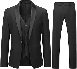 YOUTHUP Suits for Men Slim Fit Suit 3 Pieces Wedding Ceremony Lapel Shawl Smoking Blazer Pants Vest