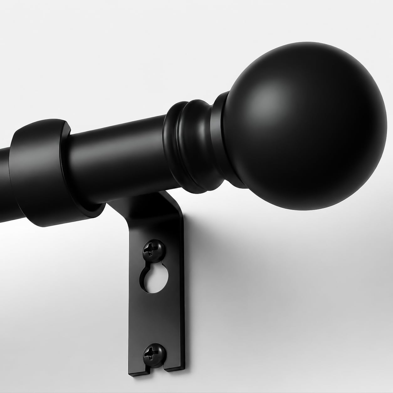 Modern Black Curtain Rods for Windows 48 to 84 Inches Adjustable Length | Heavy 