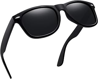 Joopin Occhiali da sole unisex polarizzati Uomo classico Retro UV400 Designer di marca Occhiali da sole (Nero opaco Confezione semplice)