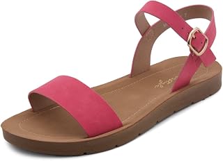 Herstyle Women's Monday Open Toe One Band Ankle Strap Flat Sandals