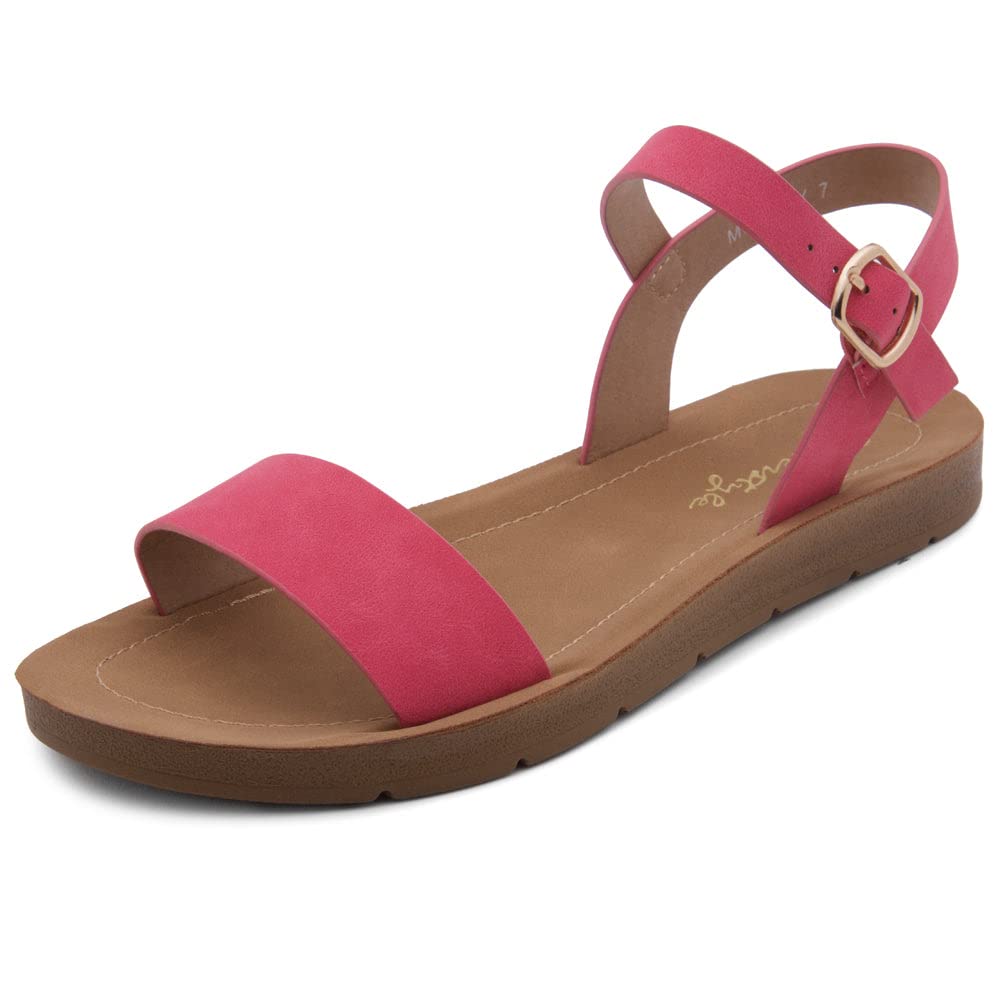 Herstyle Women's Monday Open Toe One Band Ankle Strap Flat Sandals