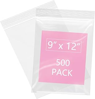 iMailer- 500 Pcs- 9" x 12" Reclosable Plastic Zip Bags 2 Mil | Zip Poly Bags for A4, Letter Sized Documents, Clothing