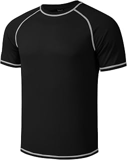 Idtswch Mens Big and Tall Swim Shirt Sun Protection UPF 50+ Rash Gard Quick Dry T-Shirt