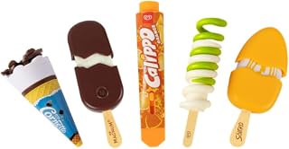 Casdon Walls Toy 5 Play Ice Creams | 5-piece Walls play ice cream set with Calippo, Twister, Magnum, Cornetto and Solero styles for pretend play.