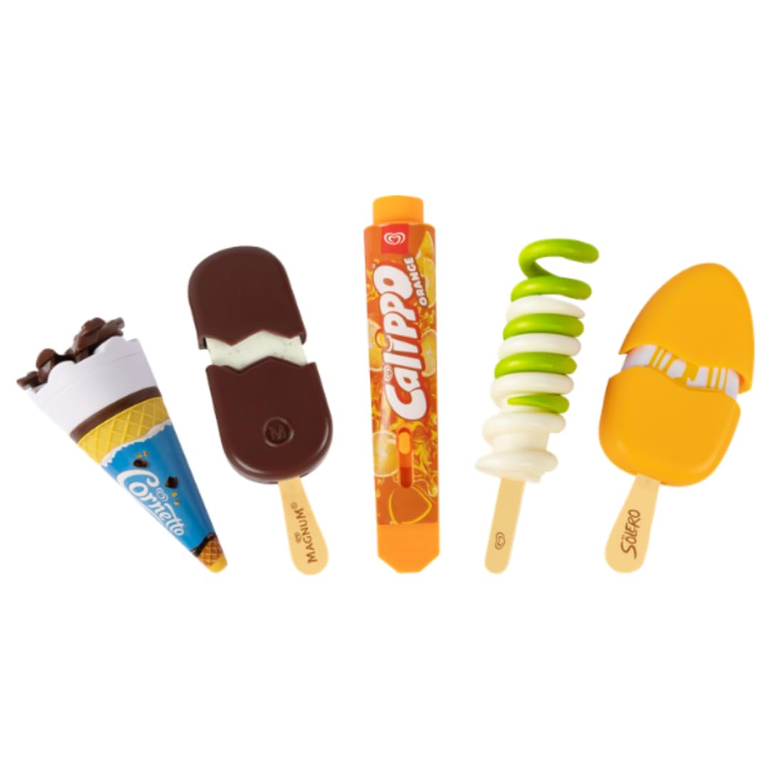Casdon Walls Toy 5 Play Ice Creams | 5-piece Walls play ice cream set with Calip