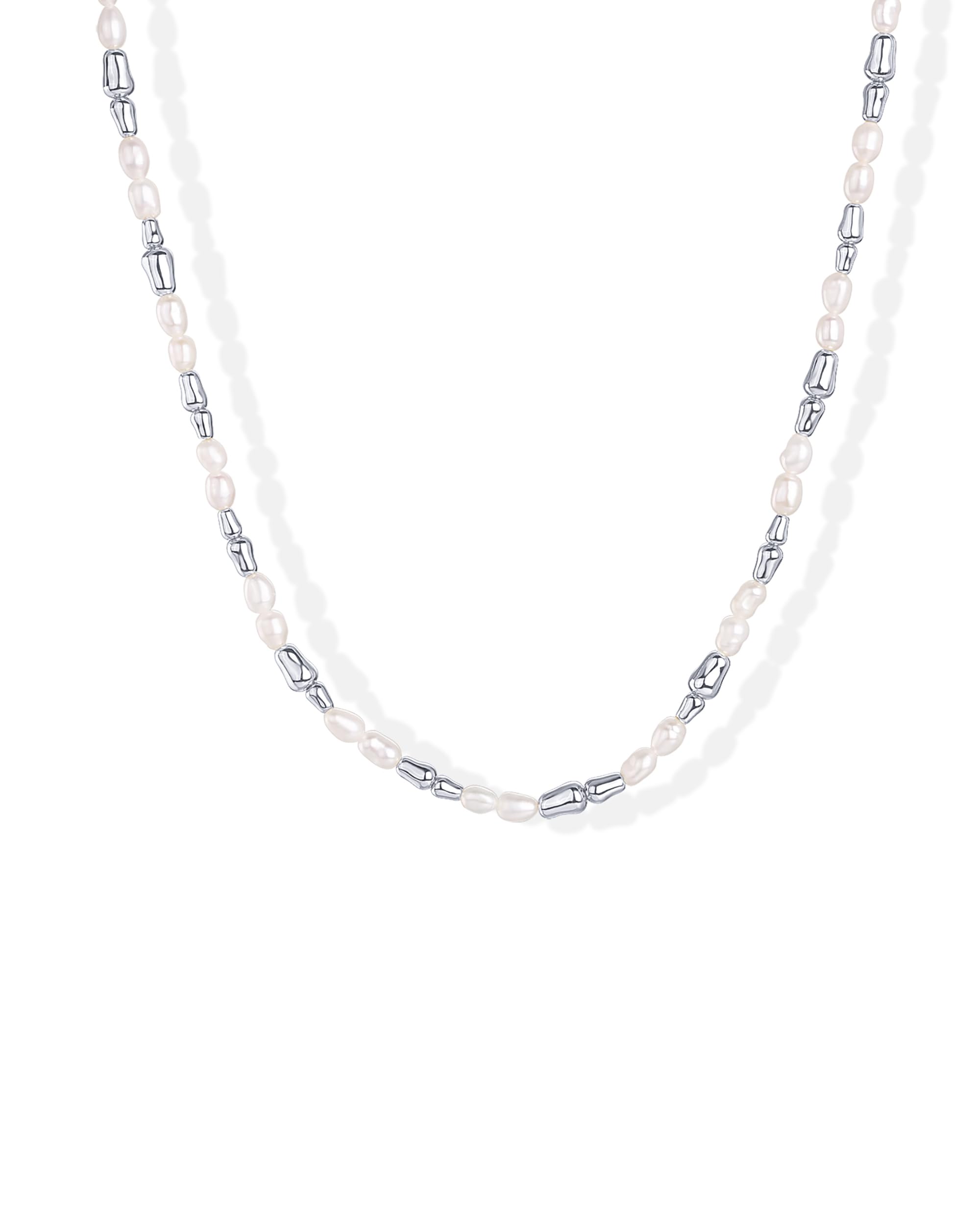 PAVOI Freshwater Pearl Beaded Necklace for Women, White Gold, W