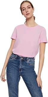 VERO MODA Basic Crewneck T-Shirt with Pleat to the Sleeves.