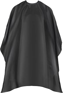 Omvoina Professional Hair Cutting Cape with Adjustable Snap Closure, Salon Barber Cape,Waterproof Hairdressing Salon Cape - 57" x 51"(Black)