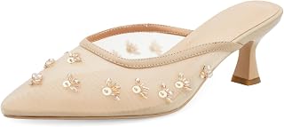 woman kitten heel shoes crystal flower decor pointed toe low heel casual shoes