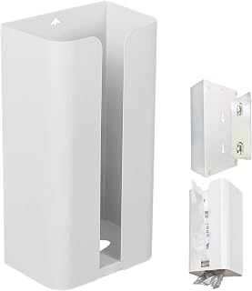 Adhesive Tissue Case Tissue Box White Paper Holder Wall-Mounted Stylish Single-Handed Cutting Tissue Storage Kitchen Bathroom Shower Washbasin (White, Adhesive)