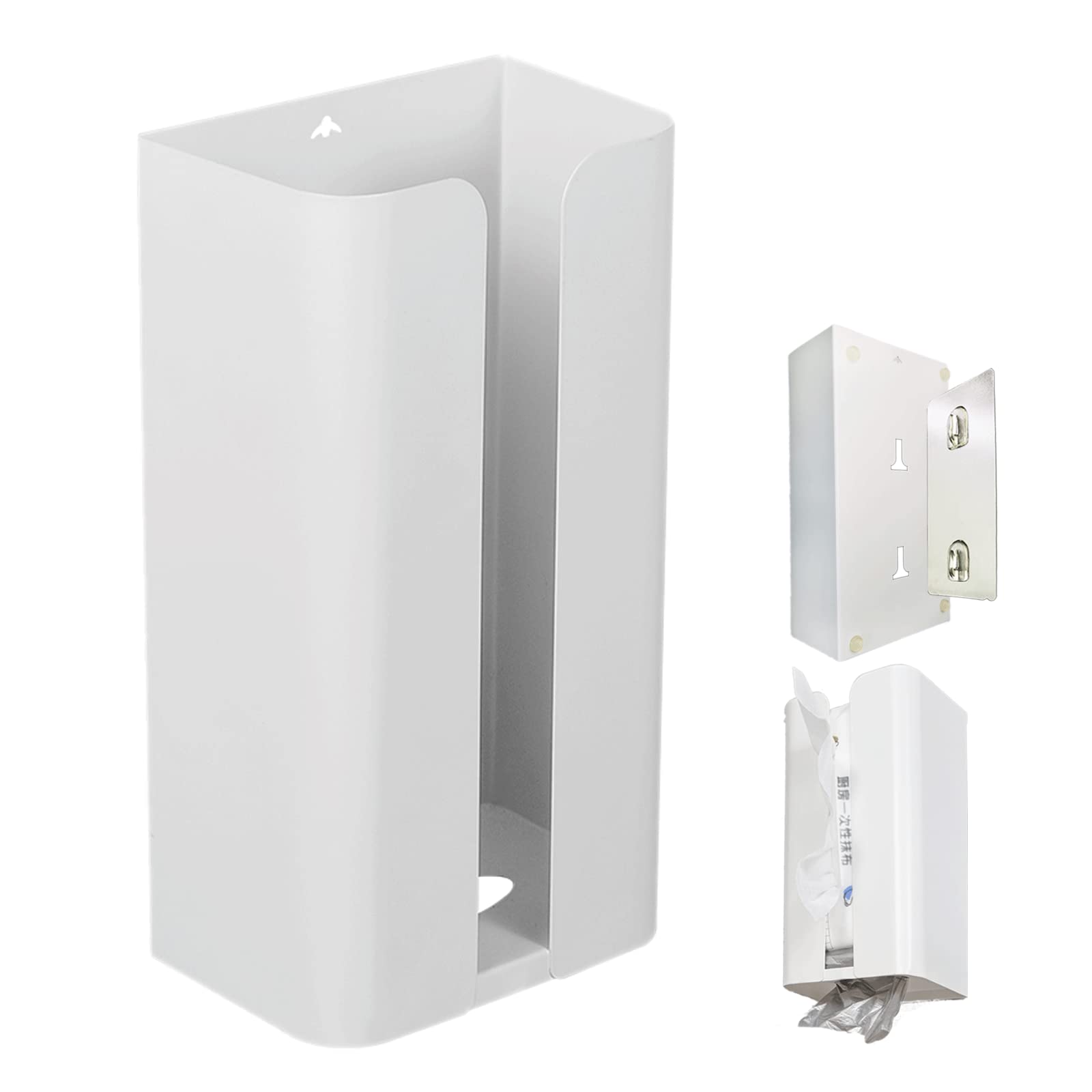 Adhesive Tissue Case Tissue Box White Paper Holder Wall-Mounted Stylish Single-H