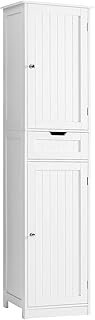 Iwell 66.9" Tall Bathroom Storage Cabinet with 2 Doors & 1 Drawer, Narrow Storage Cabinet with Adjustable Shelves, Floor Cabinet for Bathroom, Living Room, Entryway, Kitchen, White, 15.7" W