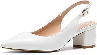 CASTAMERE Women's Block Heel Slingback Pumps Pointed Sandals 5 cm Heels