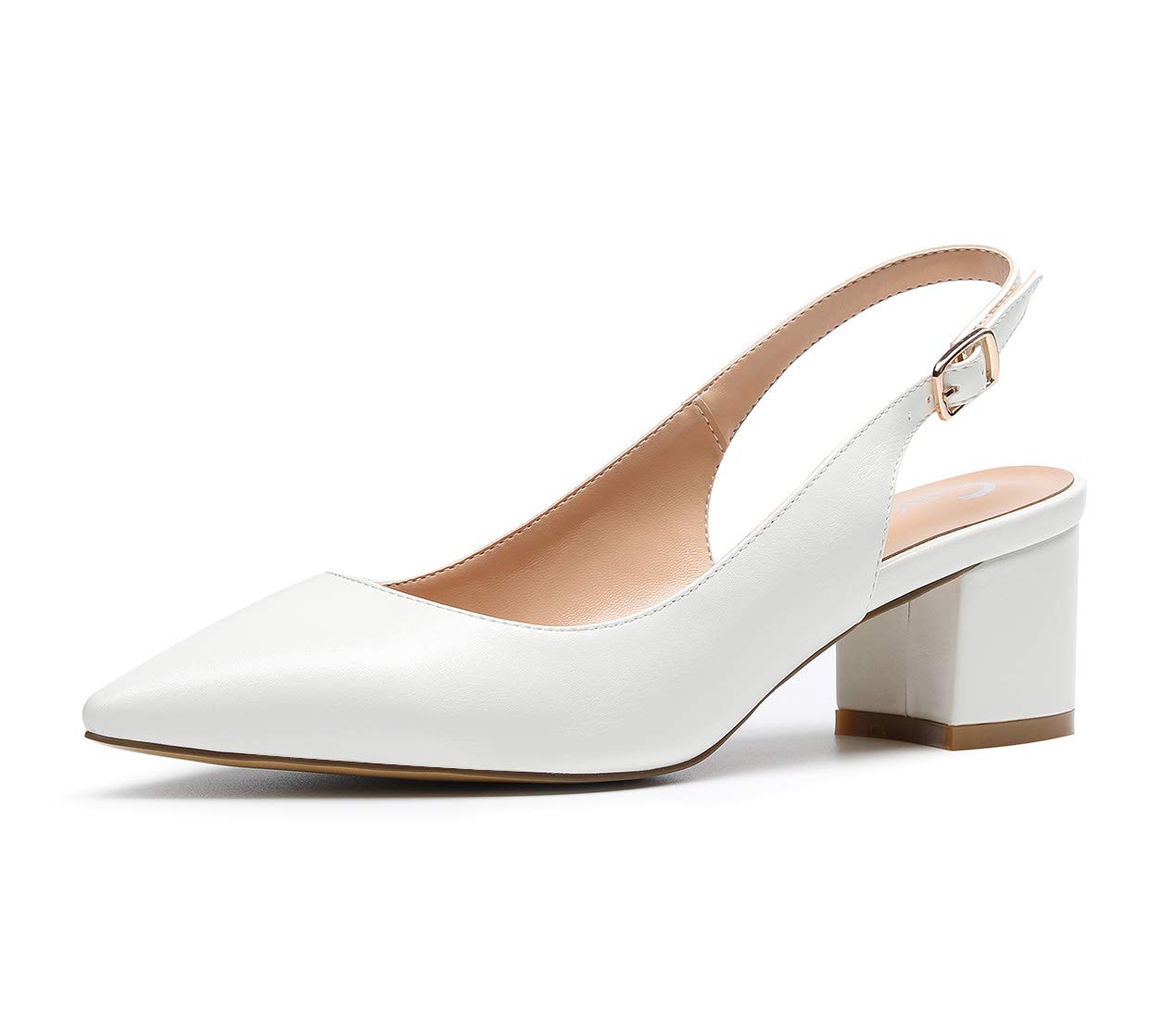 CASTAMERE Women's Block Heel Slingback Pumps Pointed Sandals 5 cm Heels
