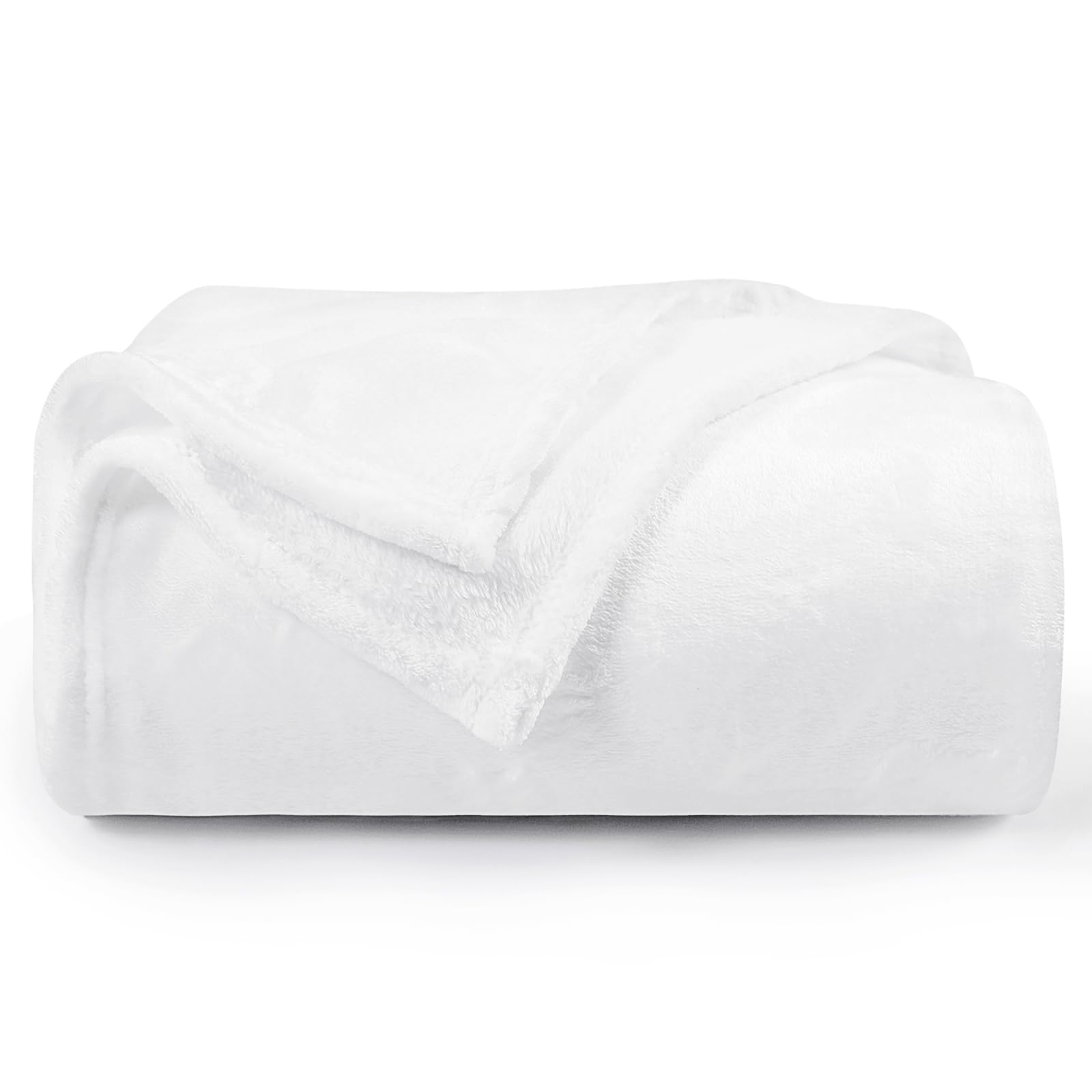 Aisbo White Throws Blanket for Sofas - Bed Throw Double Size Fluffy Blanket Flee