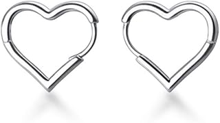 SLUYNZ 925 Sterling Silver 1.6CM Heart Hoop Earrings for Women Teens Sweet Love Heart Earrings Drop