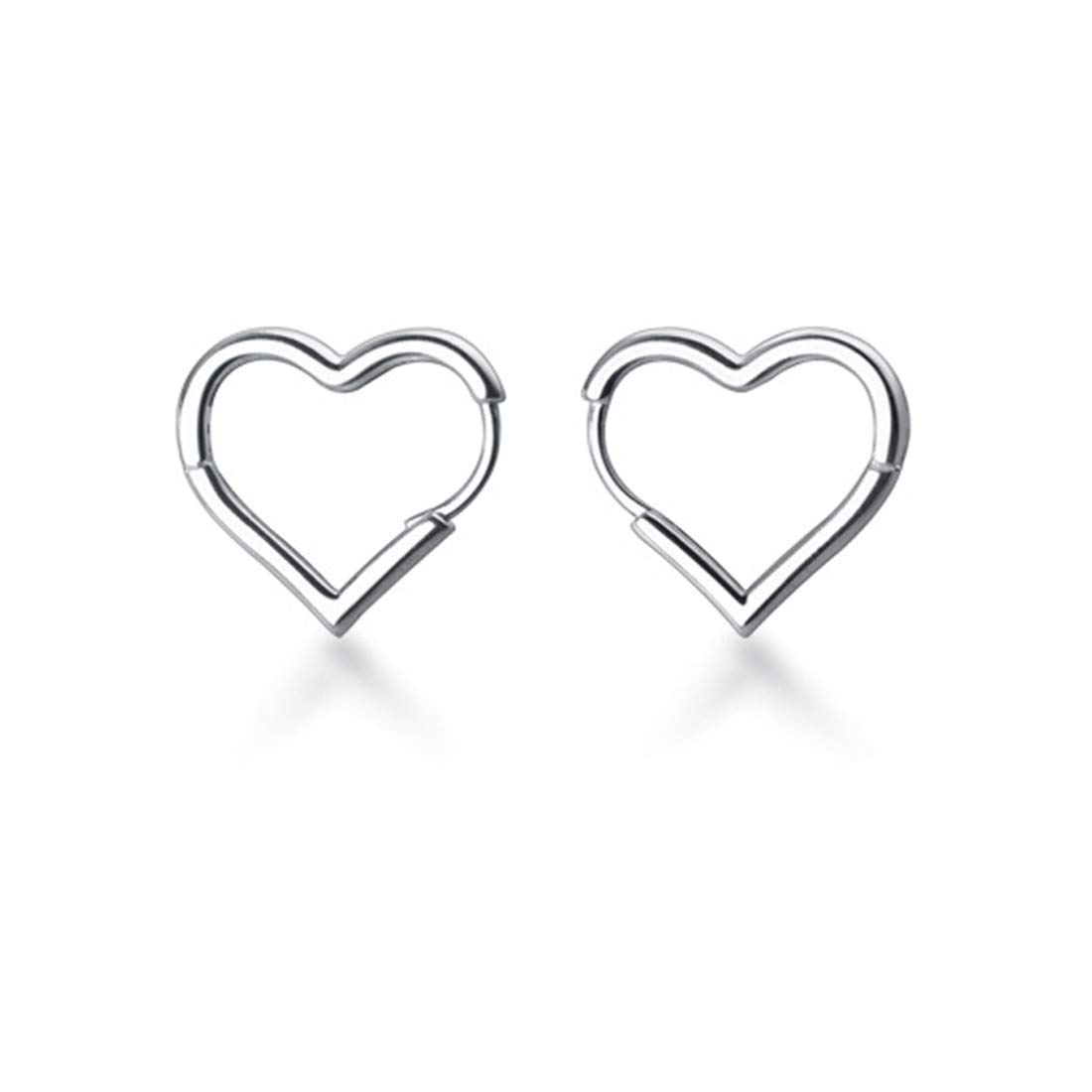 SLUYNZ 925 Sterling Silver 1.6CM Heart Hoop Earrings for Women Teens Sweet Love 