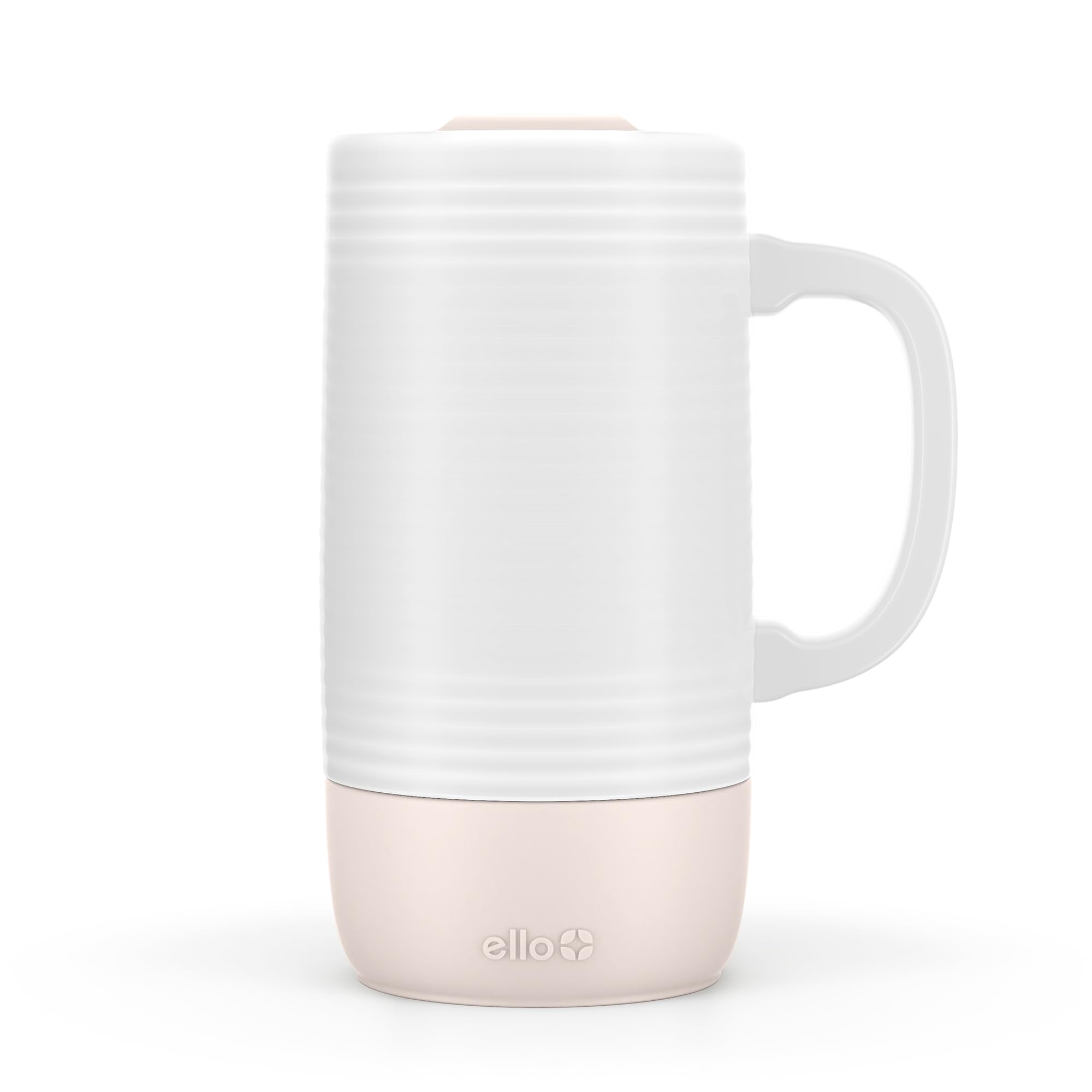 Ello Jane 18oz Ceramic Travel Mug with Handle and Built-In Coaster, Sandbar | Sp