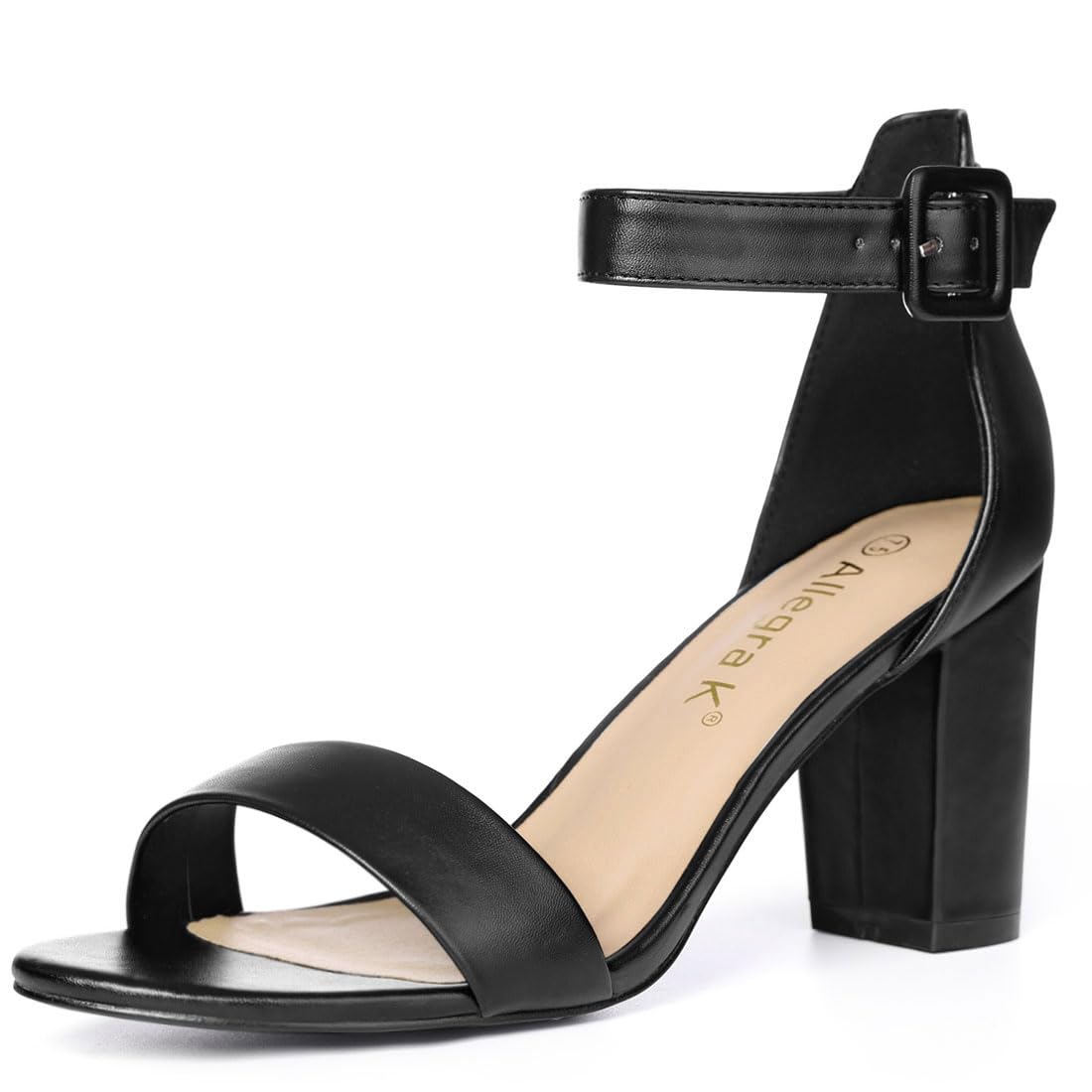 Allegra K Women’s Sandals, Open Toe Pumps, Chunky Block Heel, Ankle Strap