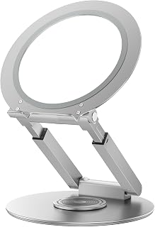 Anifrim 360° Rotating Laptop Stand, Extendable and Height Adjustable, Ergonomic Laptop Holder for Standing Desk, Compatible with MacBook and All 10-17 Inch Laptops (Silver)