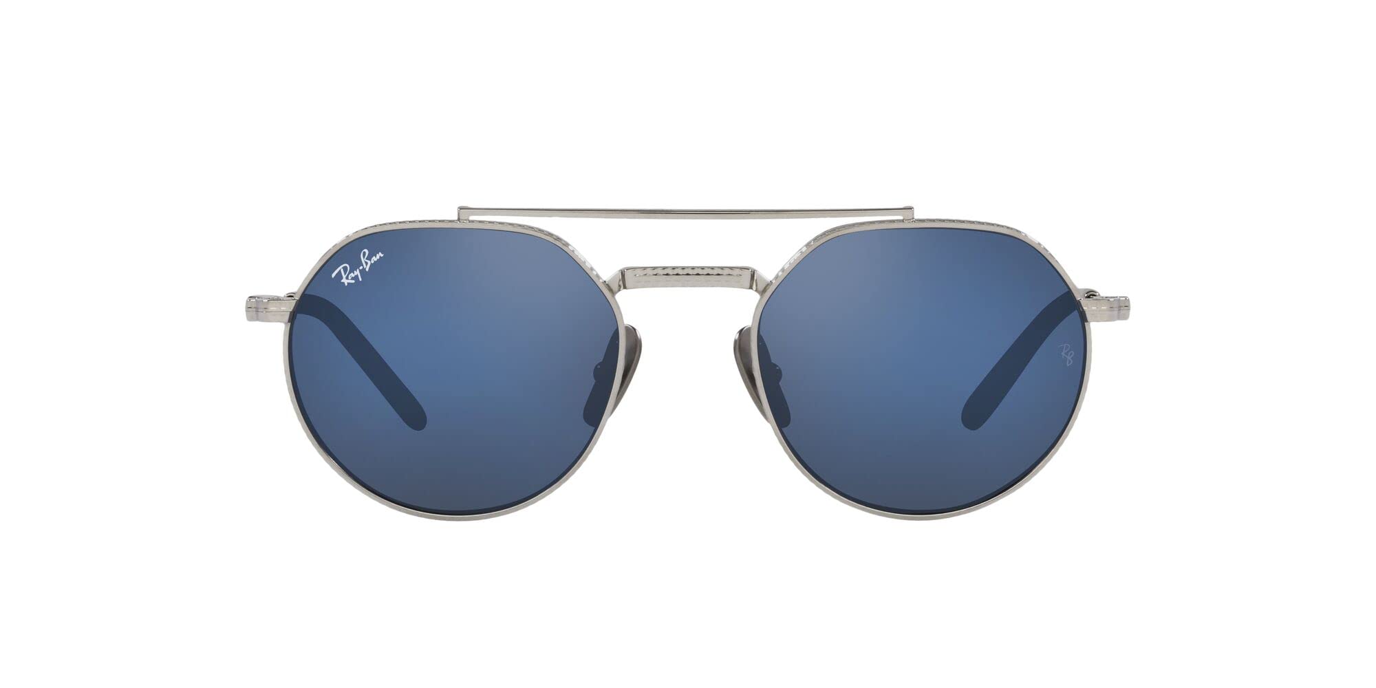 Ray-Ban Rb8265 Jack II - Gafas de sol redondas de titanio, Plateado/Gris Espejo 