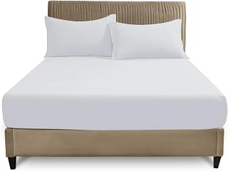 "GC GAVENO CAVAILIA Double Fitted Sheet | 25cm Deep Polycotton Bed Sheet | Soft, Durable & Wrinkle Resistant Easy Care Plain Dyed Bedding | White Deep Mattress Bottom Sheet - 135 x 190 cm"