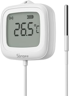 SONOFF SNZB-02LD Zigbee Waterproof Temperature Sensor with 1.5M Stainless Steel Probe, LCD Display, -40~115°C Range, APP Monitoring, Magnetic Mount, Works with Zigbee Hub