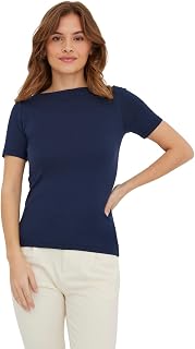 VERO MODA Women's Basic Short Sleeve Boat Neck Top
