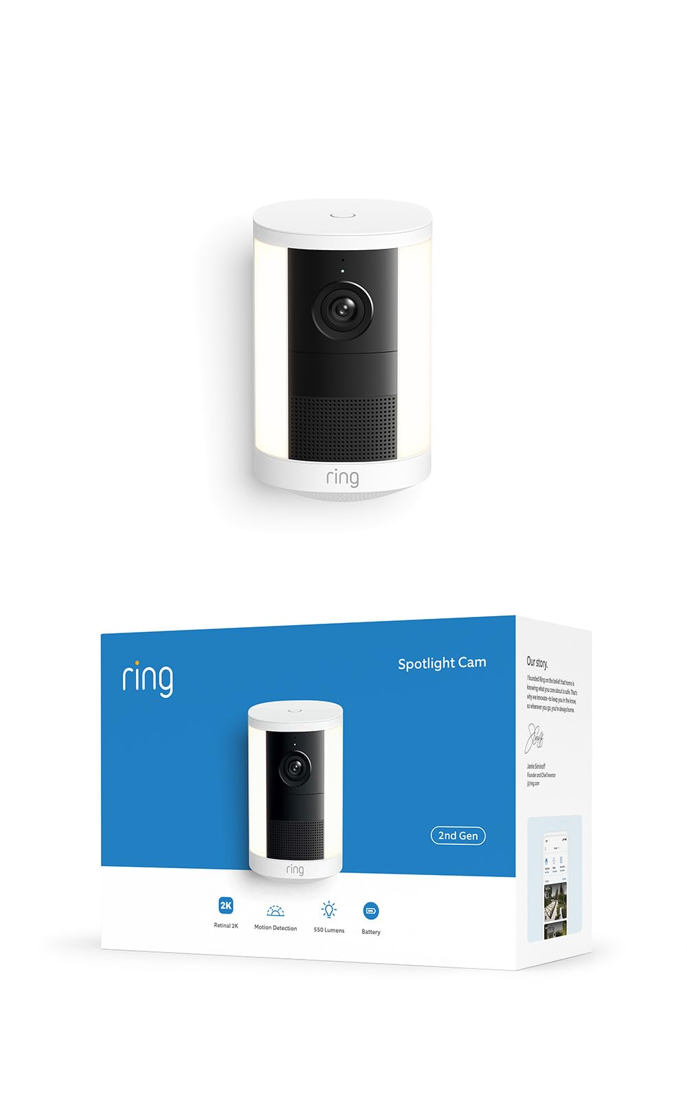 Ring Spotlight Cam 2K (newest model), Battery, Home or business security, Wide-A
