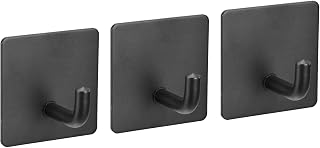 Generic Self Adhesive Wall Hooks 304 Stainless Steel Adhesive Hook Hanger for Hanging Clothes Towel Kitchen Tools Black 3 Pcs