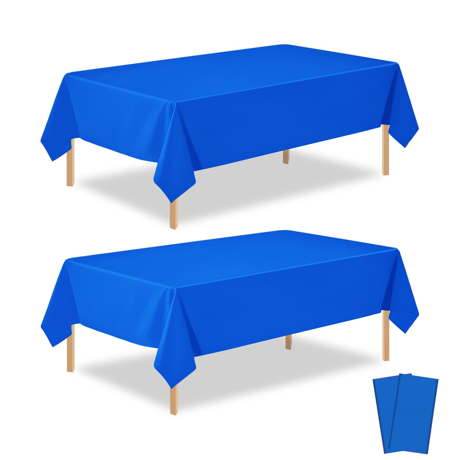 2 Pcs Royal Blue Plastic Table Cloths, Disposable Blue Tablecloths