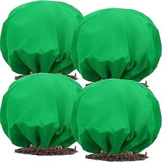 4 Pcs Plant Covers Freeze Protection 39.3in X39.3in Shrub Tree with Drawstring Frost Cloth Wraps Blanket Bags for Winter Outdoor Garden Potted Plants Green Shrubs(39.3 * 39.3in)