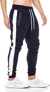 Tansozer Mens Joggers Slim Fit Tracksuit Bottoms Zip Pockets