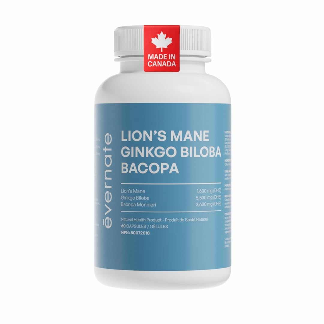ALL-IN-ONE Lion's Mane 1,600 mg with Ginkgo Biloba 5,500 mg & Bacopa Monnieri 3,
