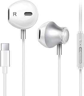 GAMURRY Earphones USB Type C, In-Ear Headphones with Cable 120CM, Wired Earbuds with Microphone and Volume Control, Noise Isolation Headsets, Stereo Bass, Clear Call, for Radio MP3 and Audio Devices