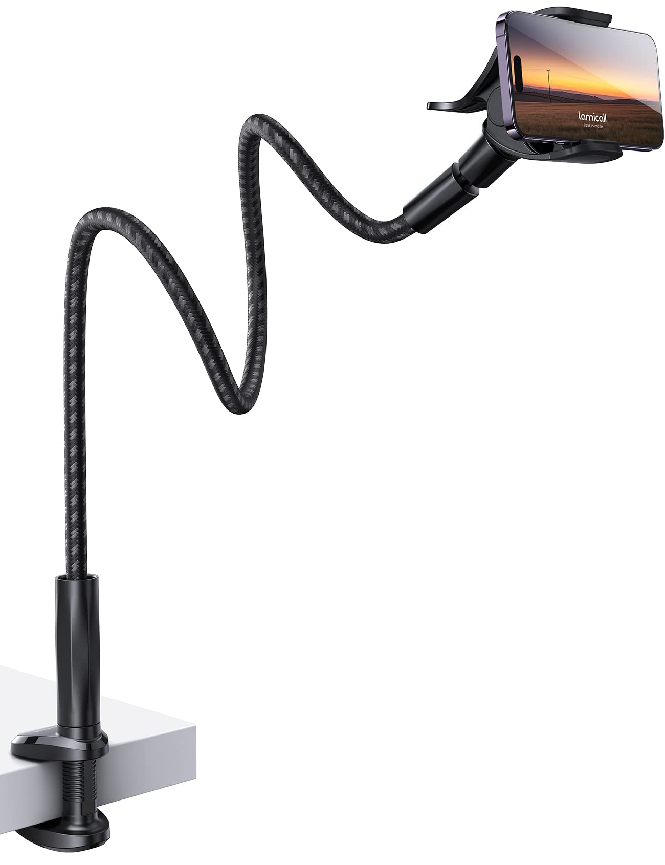 Lamicall Nylon Braided Gooseneck Phone Holder for Bed, 38" Overall Length | 360°