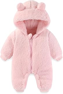 AiWMGL Baby Bear Hooded Fleece Romper Snowsuit