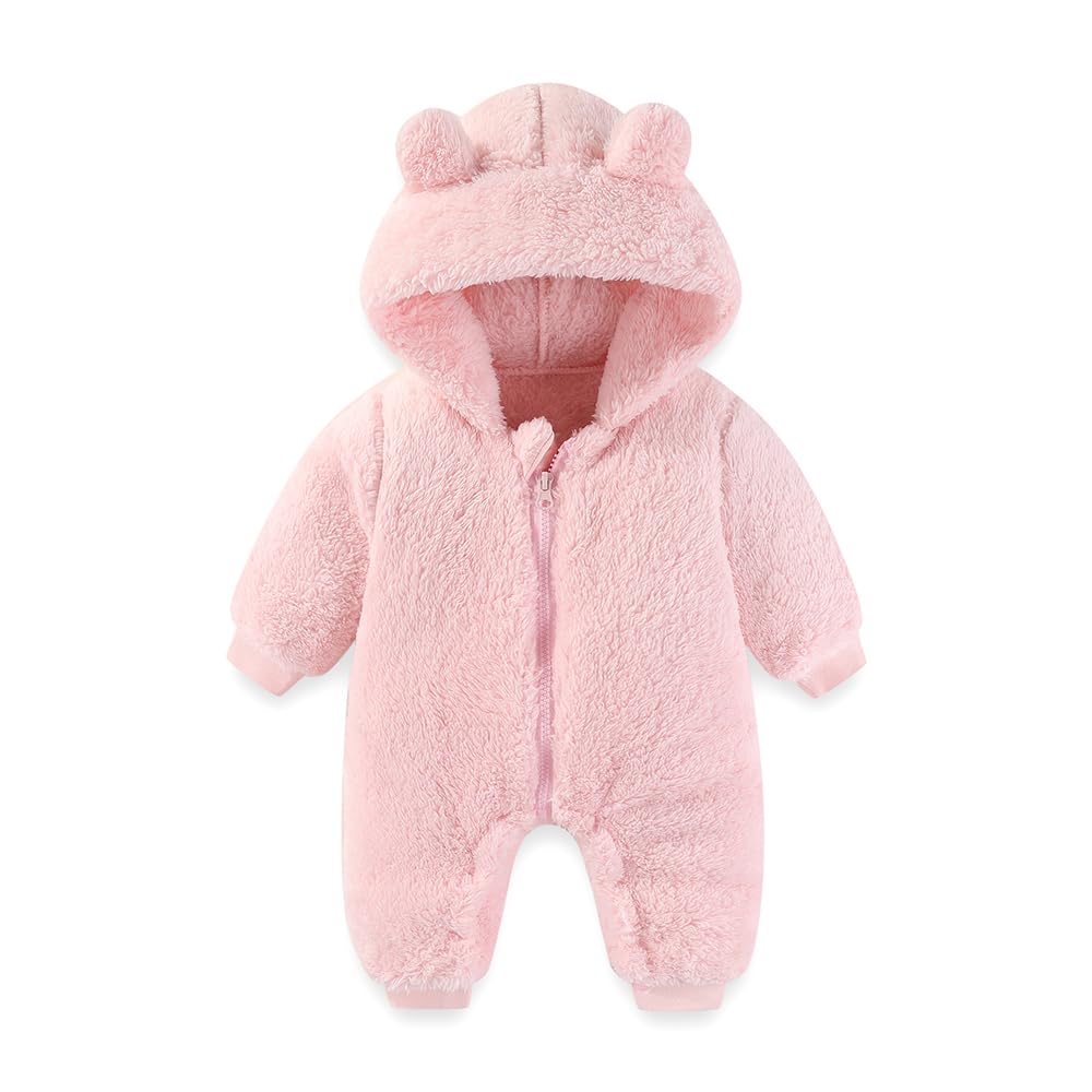 AiWMGL Baby Bear Hooded Fleece Romper Snowsuit