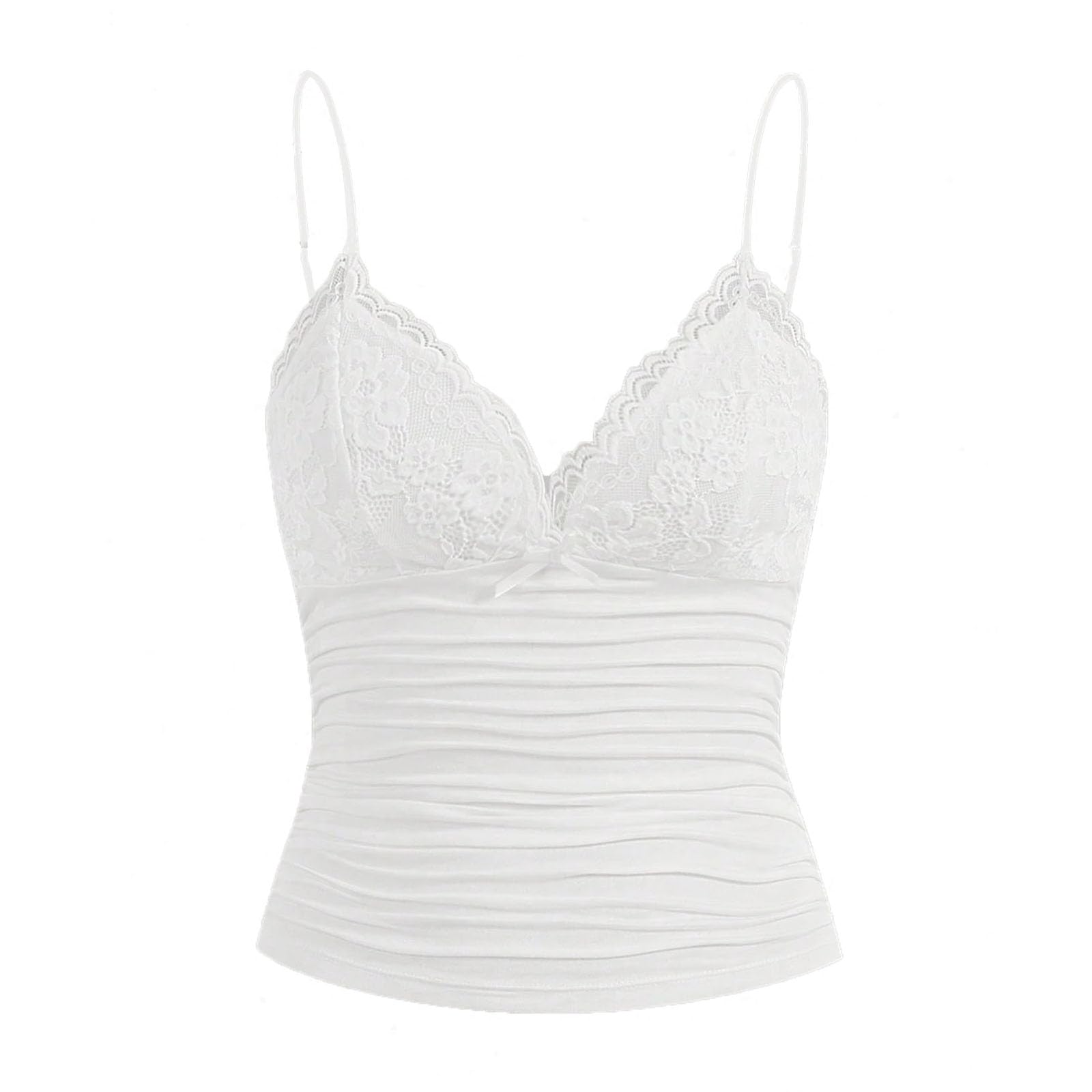 Naileksi Women Y2k Lace Trim Cami Top Spaghetti Strap Fairy Grunge Tank Top V Ne