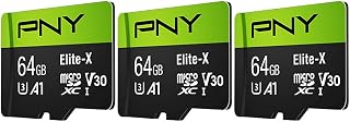 PNY 64GB Elite-X Class 10 U3 V30 A1 microSDXC Flash Memory Card 3-Pack | up to 100MB/s Read, UHS-I, 4K UHD, Full HD, Smartphones, Tablets, Drones, Surveillance Cameras, Video Cameras, Computers
